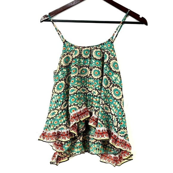 Anthropologie Patrons Of Peace Women S Blue Cami Tank Top Floral Sleeveless R3 - Picture 4 of 13